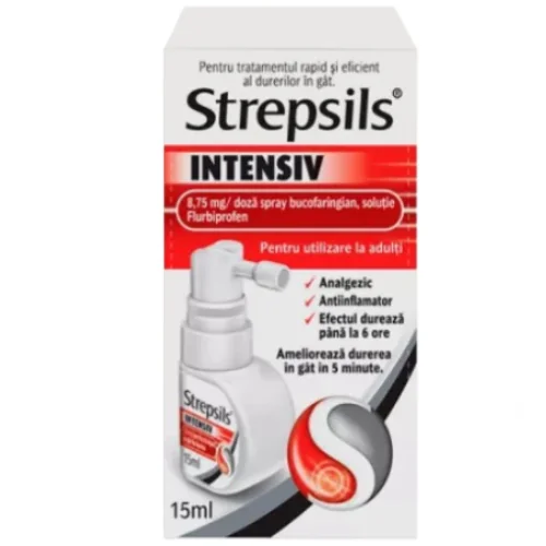 Strepsils Intensiv Spray Cirese si Menta 8.75mg/doza, 15ml, Reckitt Benckiser