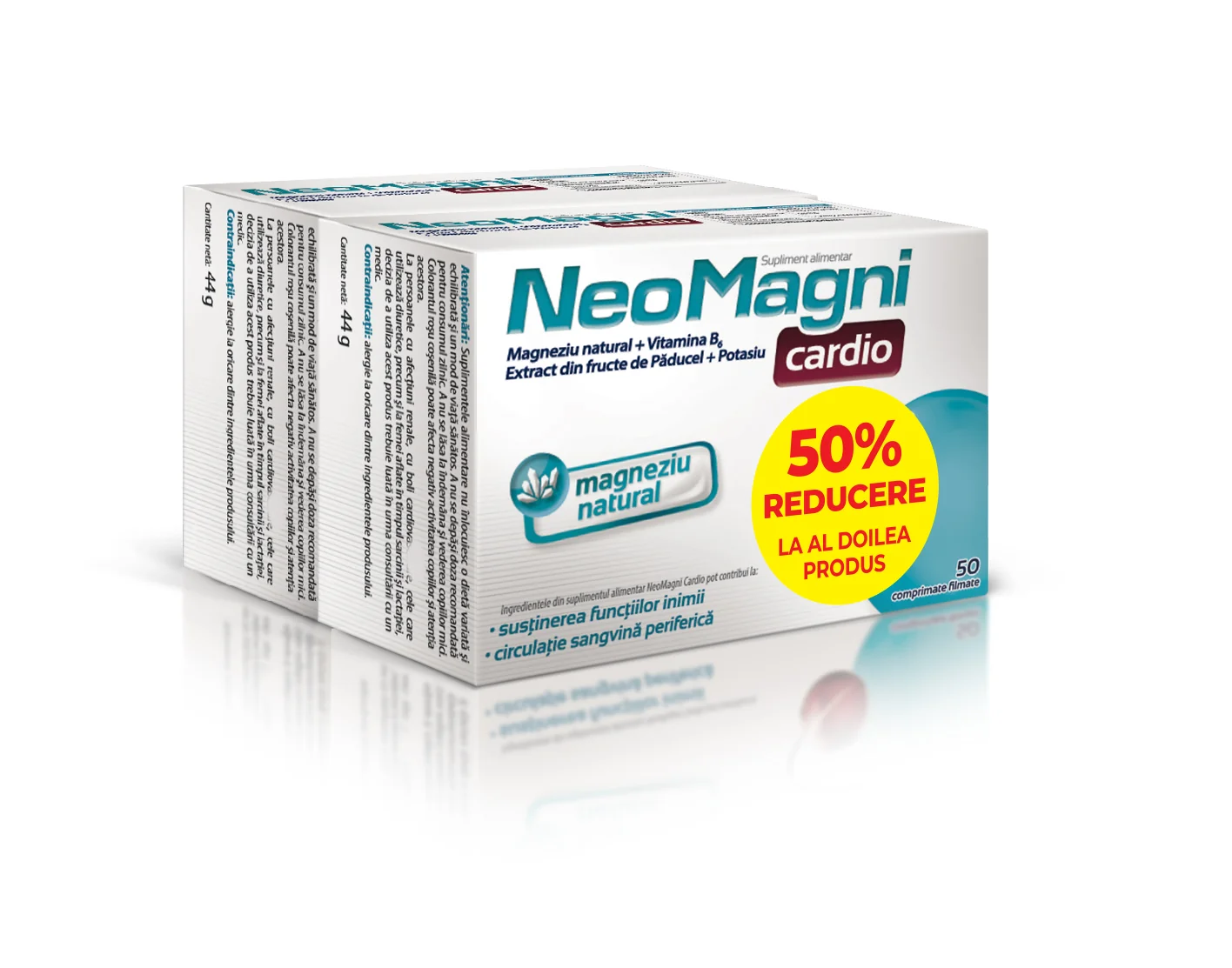 Pachet NeoMagni cardio 1 + 50% reducere la al doilea produs, 2 x 50 comprimate, Aflofarm