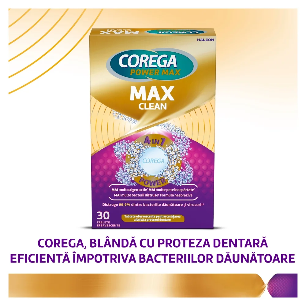 Tablete efervescente Dubla Putere, 30 tablete, Corega