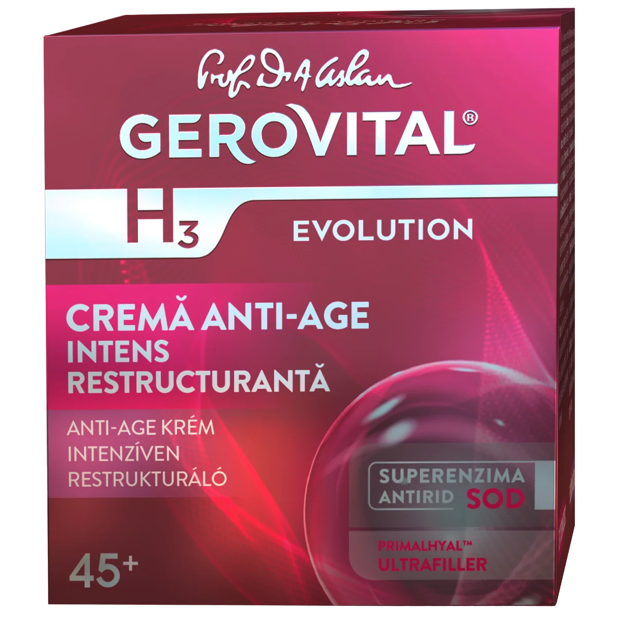 Crema antiage intens restructuranta de noapte H3 Evolution 45+, 50ml, Gerovital