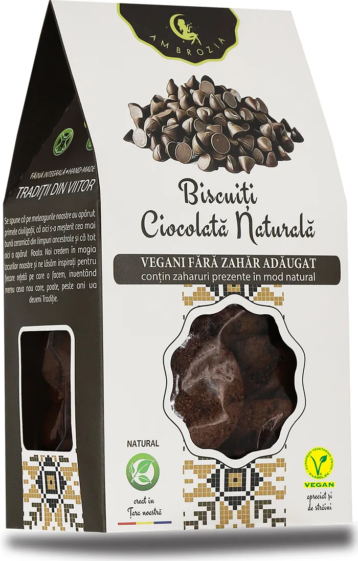 Biscuiti ciocolata naturala, 130g, Ambrozia