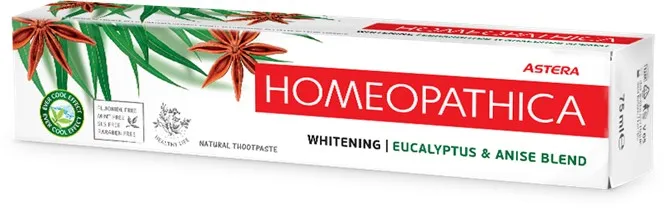 Pasta de dinti homeopatica Whitening Eucalyptus & Anise Blend, 75ml, Astera