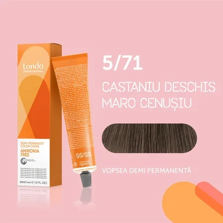Vopsea de par demi permanenta fara amoniac 5/71, 60ml, Londa Professional