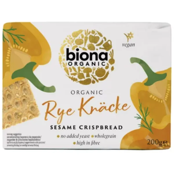 Felii din secara integrala cu susan bio Crispbread, 200g, Biona Organic