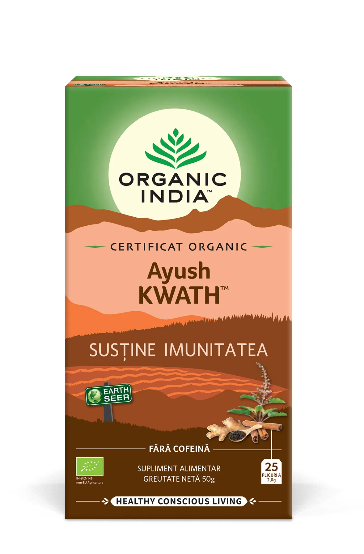 Ceai tulsi ayush Kwath Sistem Imunitar, 25 plicuri, Organic India