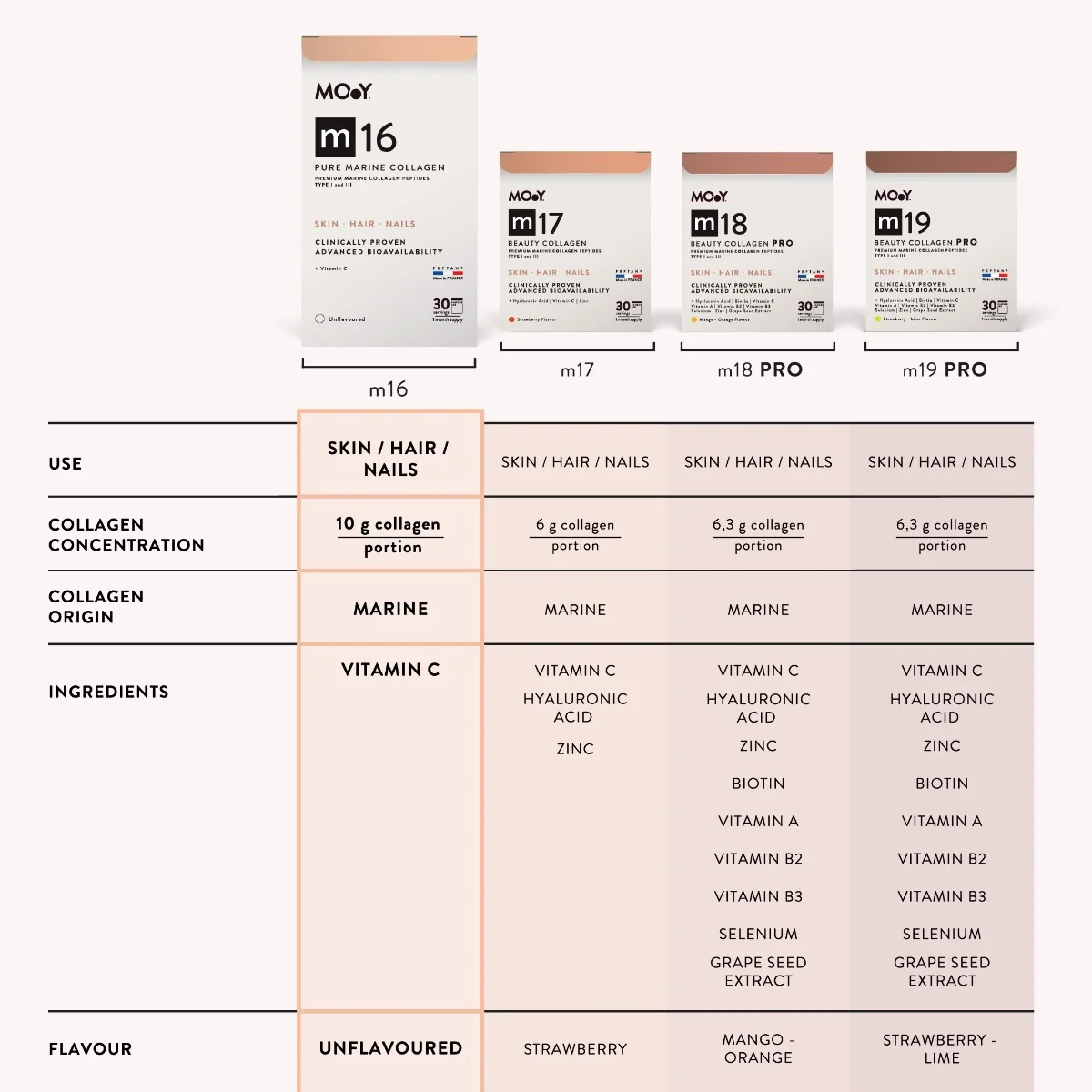 Colagen marin pur cu vitamina C M16, 303g, Molecules of Youth