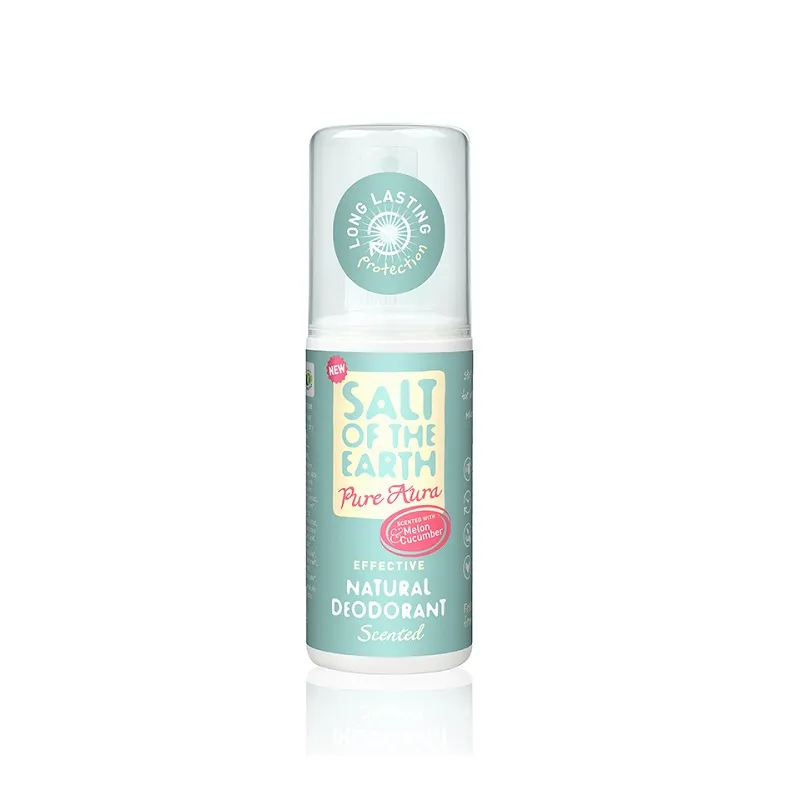 Deodorant spray cu pepene si castravete Salt Of The Earth Pure Aura, 100ml, Crystal Spring
