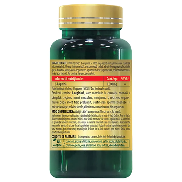 L-arginina 1000mg, 30 tablete, Cosmopharm