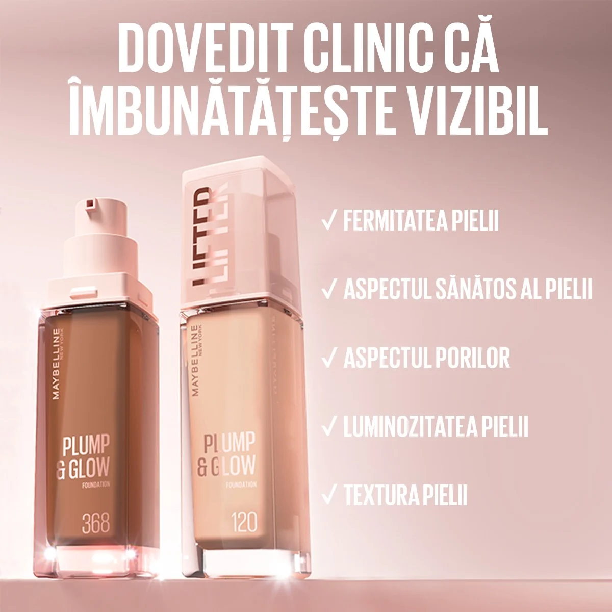 Fond de ten Lifter Plump & Glow Nr. 90, 30ml, Maybelline