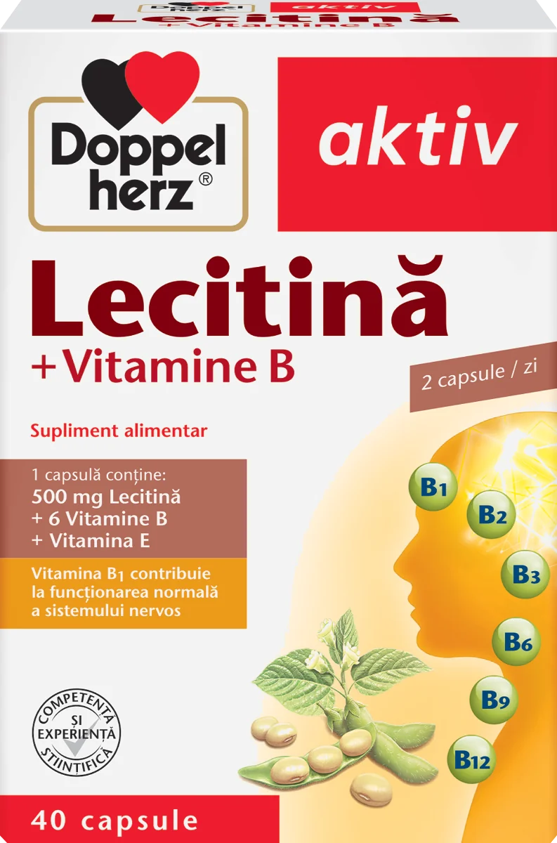 Lecitina + Vitamina B si E, 40 capsule, Doppelherz