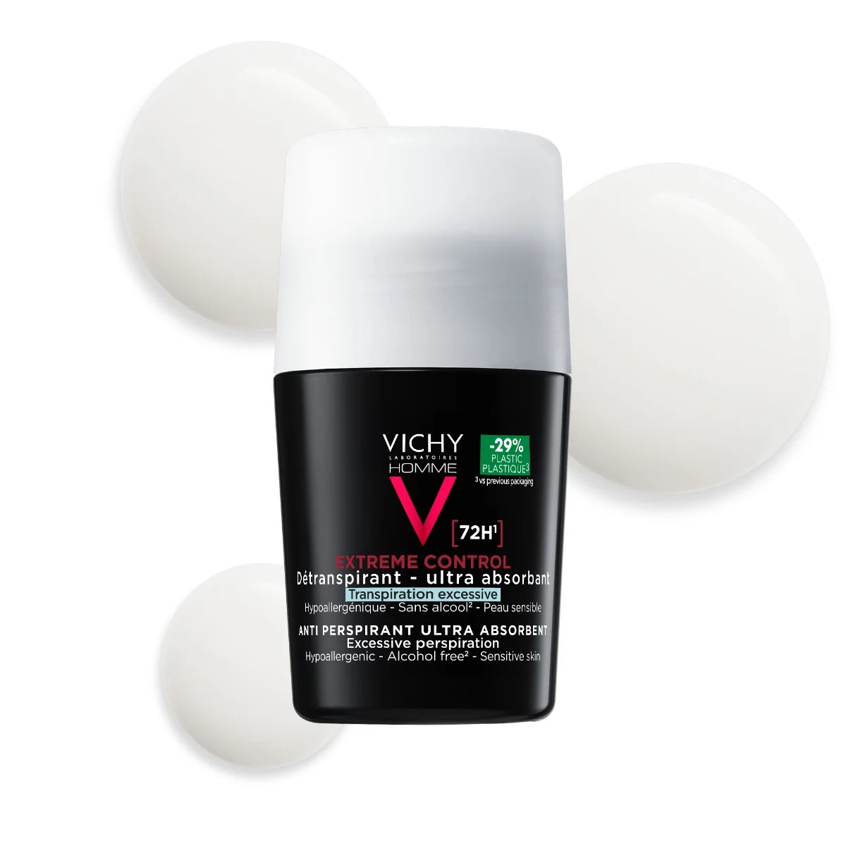 Pachet Deodorant Homme roll-on antiperspirant Control Extrem 72H, 2 x 50ml, Vichy