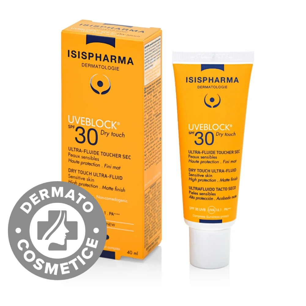 Fluid protector cu efect matifiant Dry Touch SPF30 UVEBLOCK, 40ml, Isis Pharma