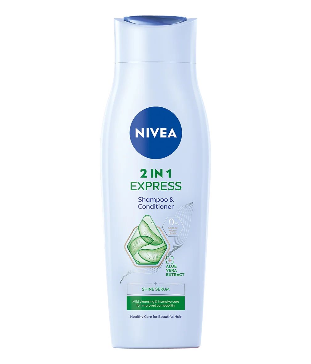 Sampon si Balsam 2 in 1 cu ser pentru stralucire si extract de Aloe Vera Express, 250ml, Nivea