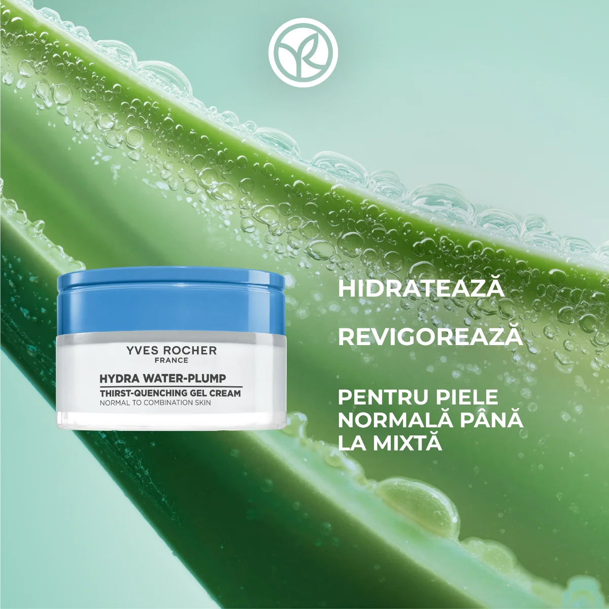 Gel-crema hidratant pentru ten Hydra Water-Plump, 50ml, Yves Rocher