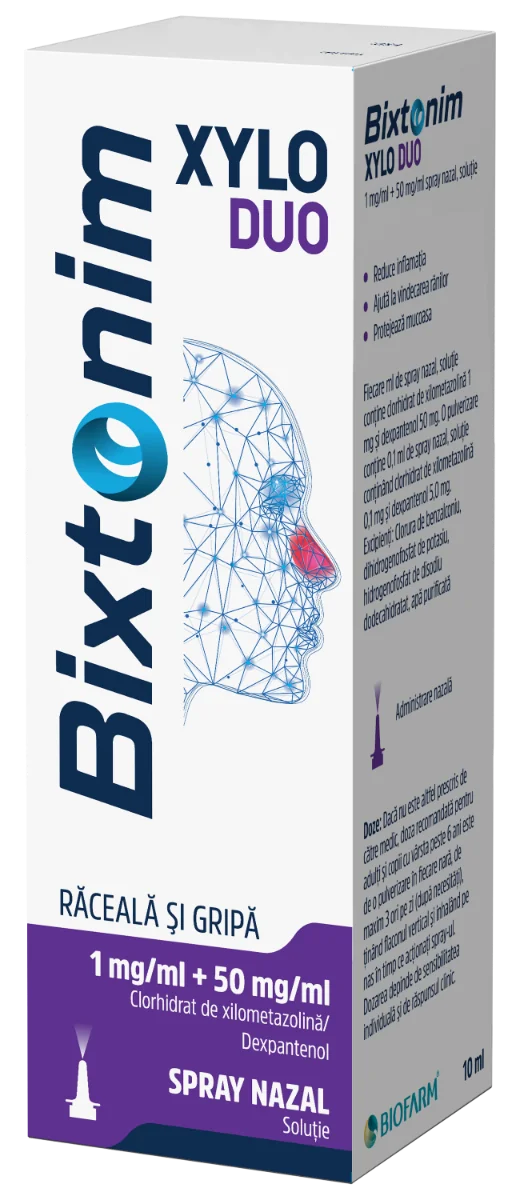 Bixtonim Xylo Duo Spray nazal 1mg/ml+ 50 mg/ml, 10ml, Biofarm