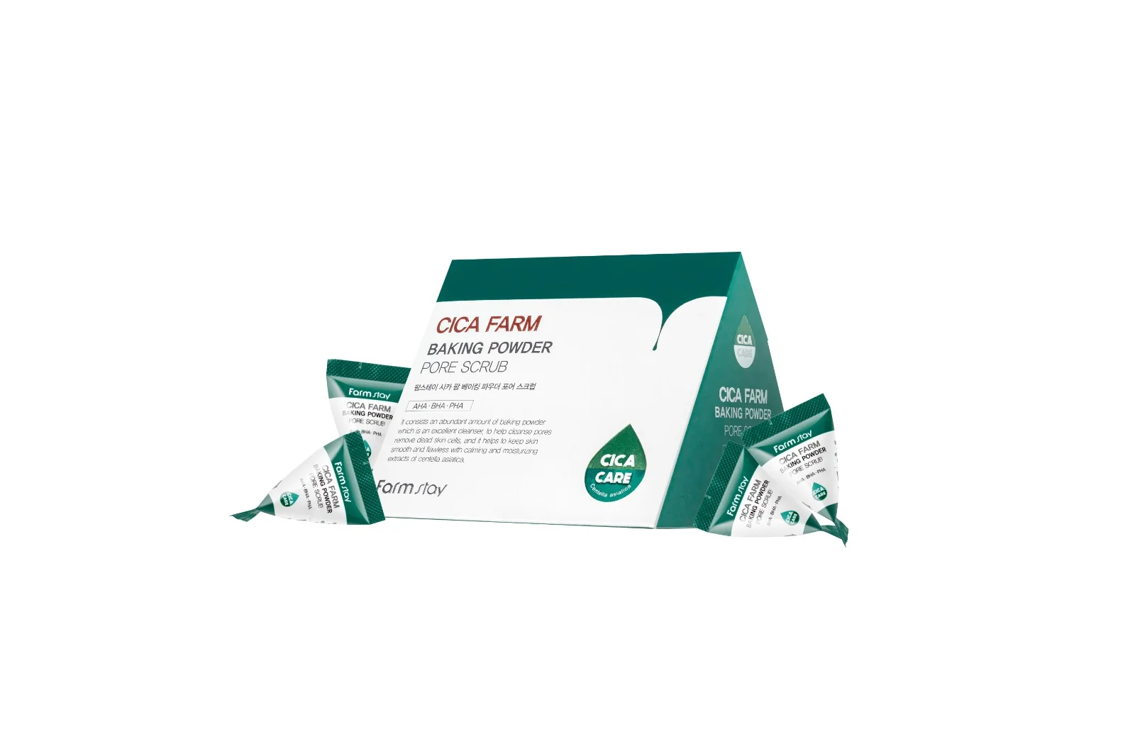 Scrub pentru pori cu bicarbonat de sodiu si extract de centella asiatica Cica Farm, 25 bucati, Farmstay