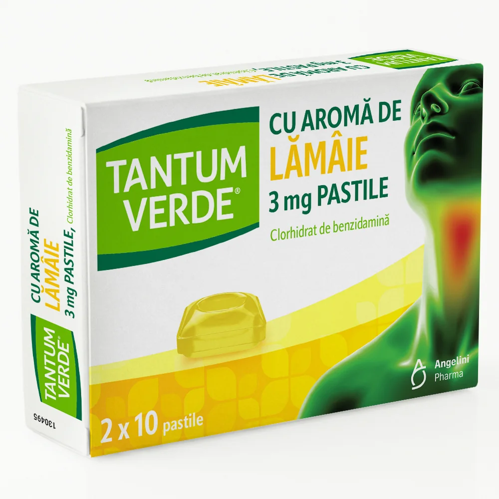 Tantum Verde cu aroma de lamaie 3 mg, 20 pastile, Angelini