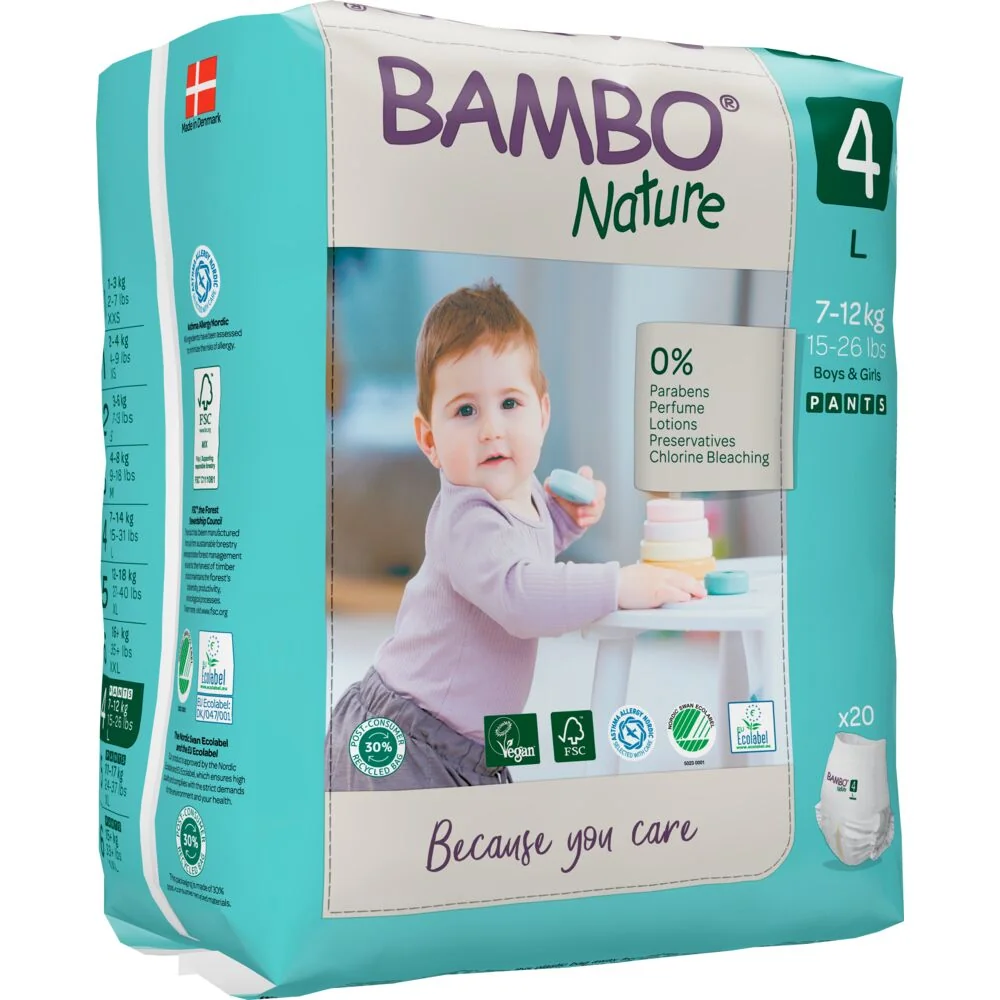 Scutece Ecolabel Pants Nr 4 pentru 7-12kg, 20 bucati, Bambo Nature