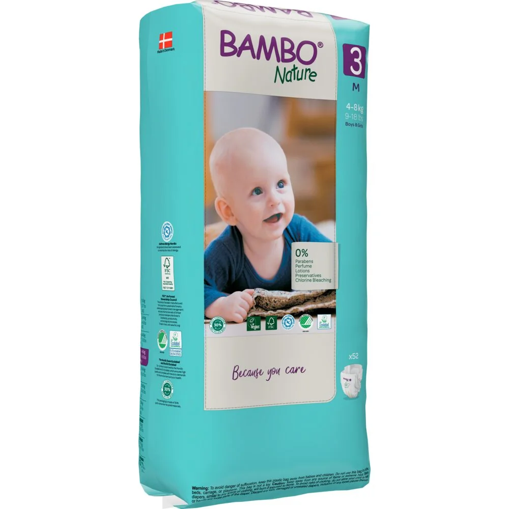 Scutece Ecolabel Tall Nr. 3 pentru 4-8 kg, 52 bucati, Bambo Nature