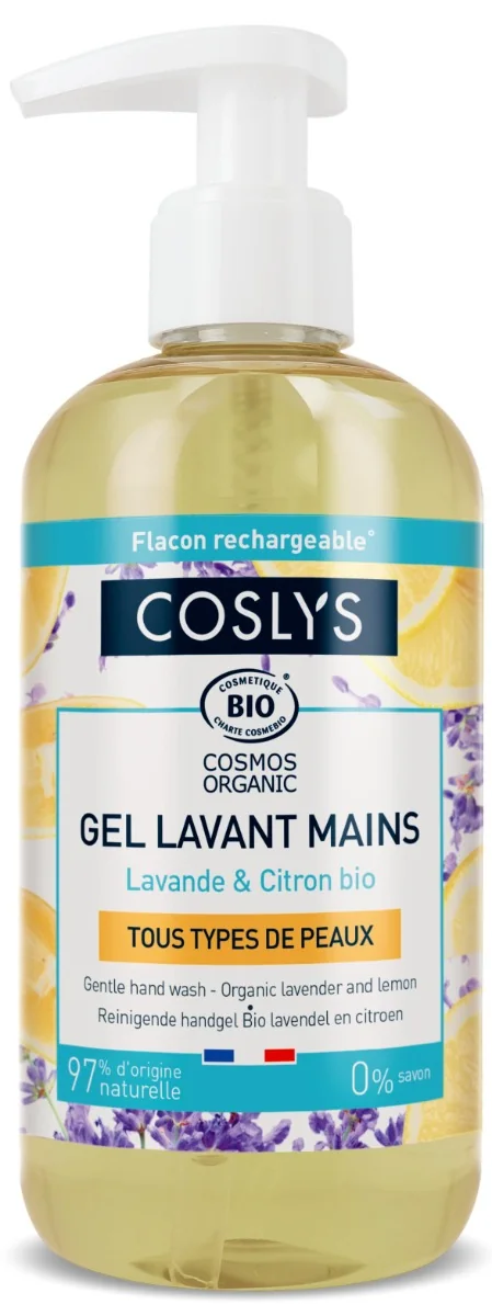 Gel bio pentru spalare pe maini fara sapun, cu extract de lamaie si lavanda, 300ml, Coslys
