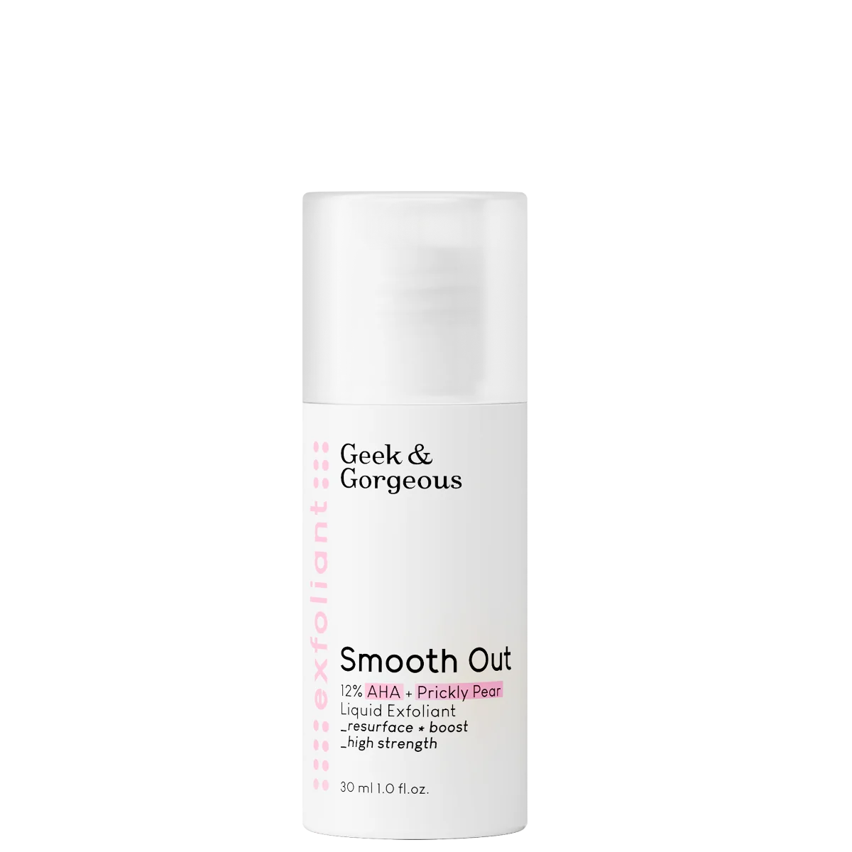 Lotiune exfolianta 12% AHA + Extract de cactus Smooth Out, 30ml, Geek&Gorgeous