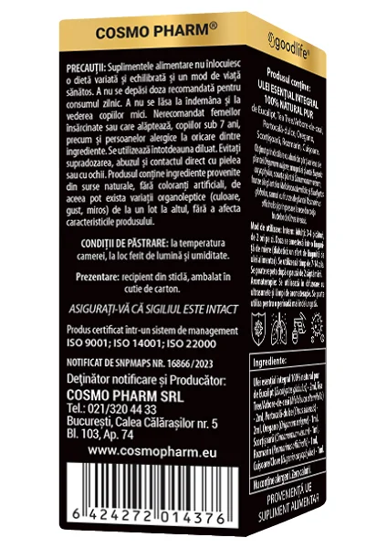Mix de uleiuri esentiale integrale +7 Imun, 10ml, Cosmopharm