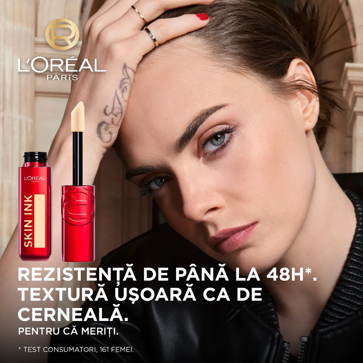 Fond de ten si corector 2 in 1 Infailible Skin Ink 100 Light Warm, 15ml, L'Oreal Paris