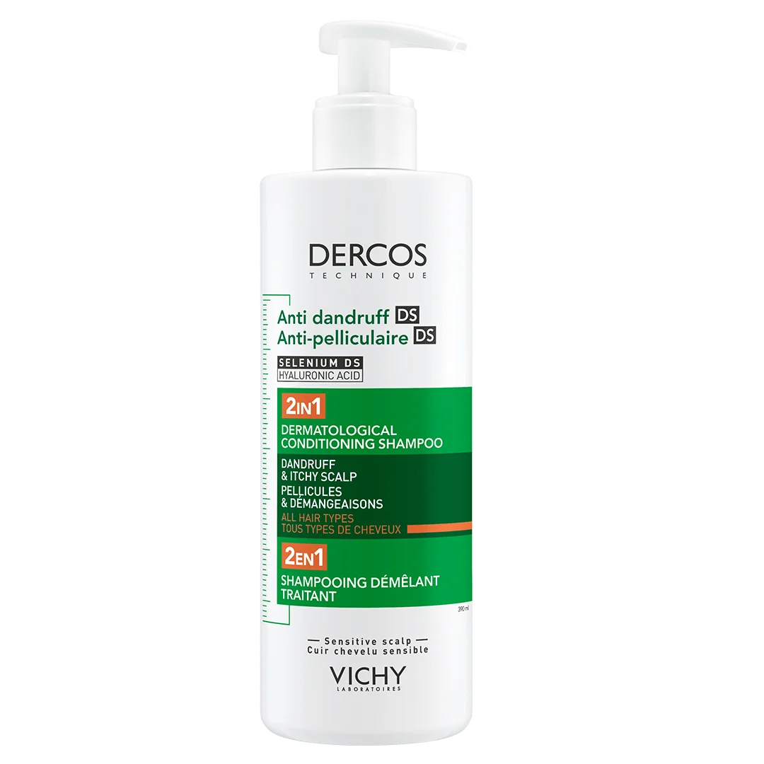 Sampon si balsam 2 in 1 anti-matreata pentru toate tipurile de par Dercos, 390ml, Vichy