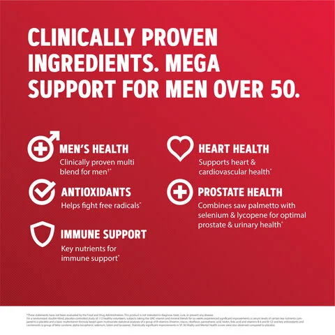 Complex de Multivitamine pentru barbati Mega Men® 50 Plus, 60 tablete, GNC
